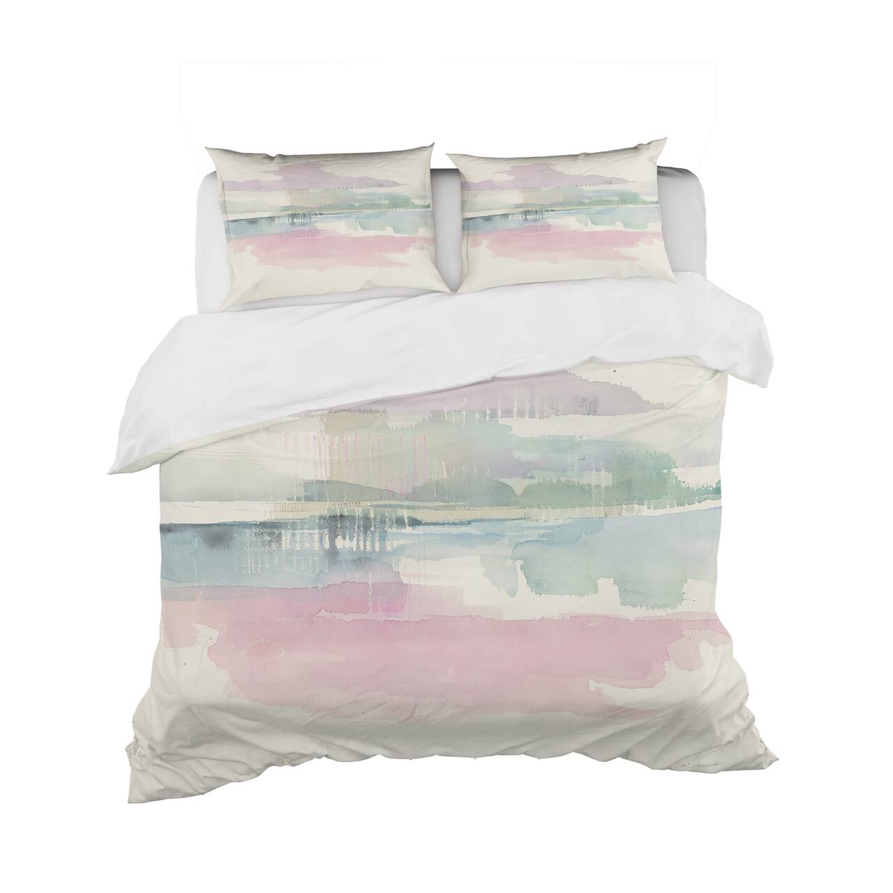 Designart 'Pink Lifting Fog' Geometric Bedding Set - Duvet Cover & Shams